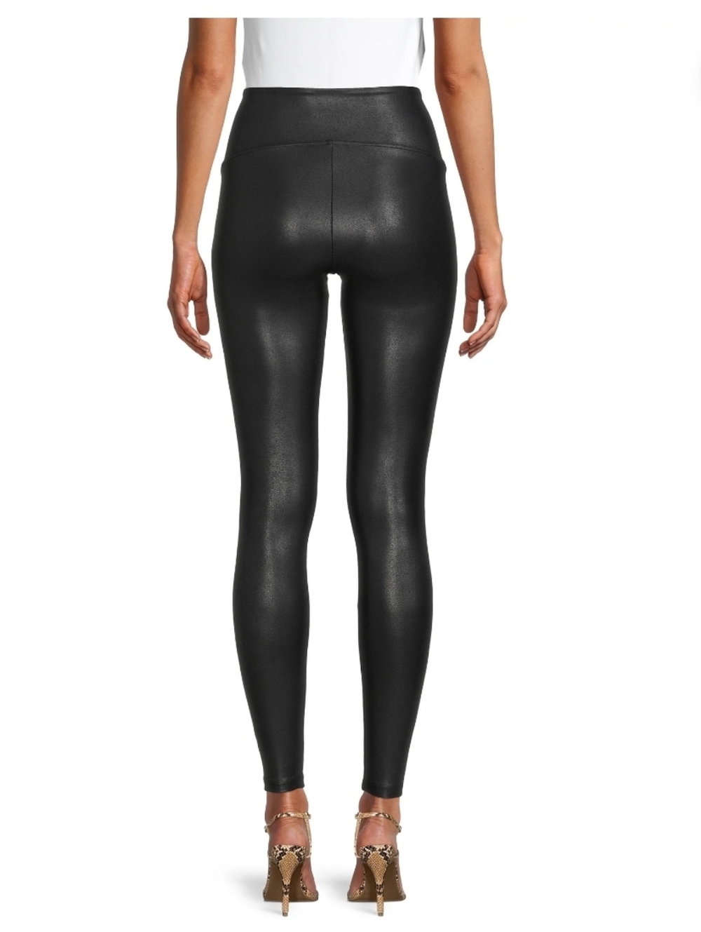Time and Tru Women's Faux Leather Leggings, Full Length Black - Picture 2 of 8